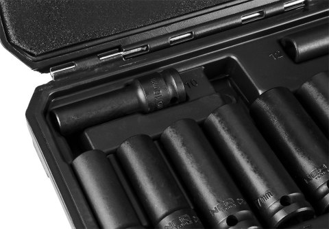 Zestaw Długich Nasadek Udarowych 10-24 mm - 10 sztuk 1/2 " NEO TOOLS 12-107