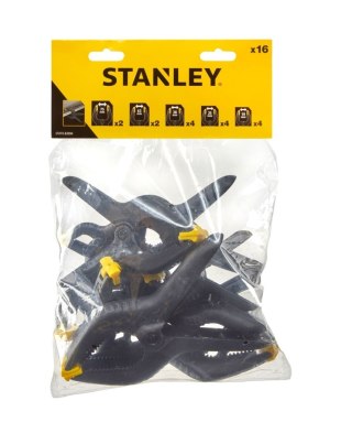 Zestaw komplet zacisków sprężynowych do lekkiego przytrzymywania 16 sztuk szczypce Stanley STHT0-83094