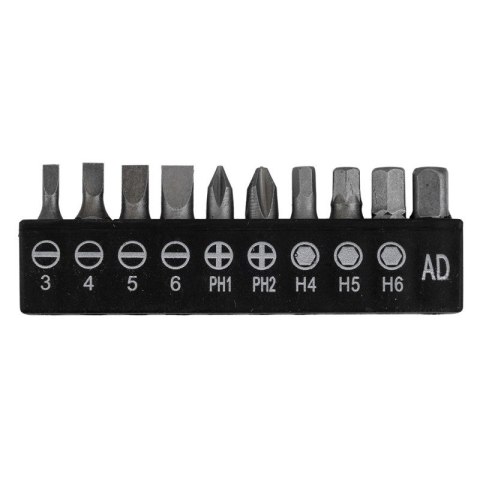 Zestaw narzędzi 14 sztuk bity ¼ SL: 3, 4, 5, 6; PH1, PH2; H4, H5, H6; młotek ciesielski NEO TOOLS 10-114