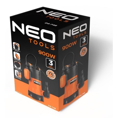 Pompa Zanurzeniowa Zatapialna do Wody Brudnej Czystej z Pływakiem 900W 04-746 NEO TOOLS