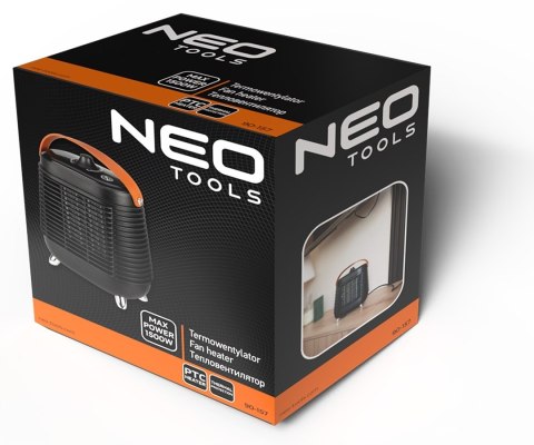 Termowentylator ogrzewacz powietrza mały czarny ceramiczny grzejnik pokojowy 1500w NEO TOOLS 90-157