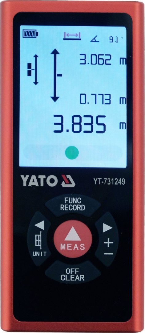 DALMIERZ LASEROWY DWUKIERUNKOWY 2 x 60 m CYFROWY TFT MIERNIK ODLEGŁOŚCI YT-731249 YATO