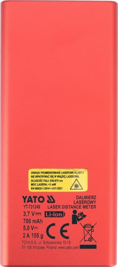 DALMIERZ LASEROWY DWUKIERUNKOWY 2 x 60 m CYFROWY TFT MIERNIK ODLEGŁOŚCI YT-731249 YATO