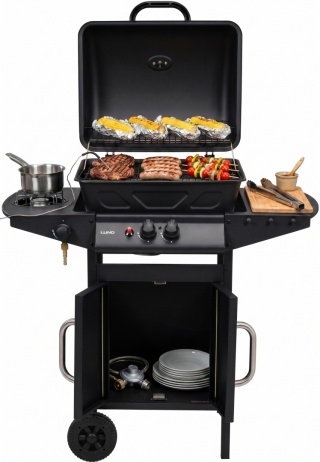 GRILL GAZOWY OGRODOWY 2+1 8 KW PALNIK BOCZNY STALOWY RUSZT LUND 99645