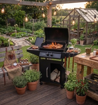 GRILL GAZOWY OGRODOWY 2+1 8 KW PALNIK BOCZNY STALOWY RUSZT LUND 99645