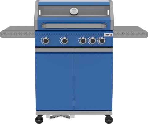 GRILL GAZOWY OGRODOWY 4+1 14,2KW NIEBIESKI 5 PALNIKÓW ŻELIWNY RUSZT YG-20033