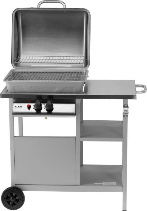 GRILL GAZOWY OGRODOWY 5,5KW DWUPALNIKOWY Z POKRYWĄ STAL NIERDZEWNA LUND 99658