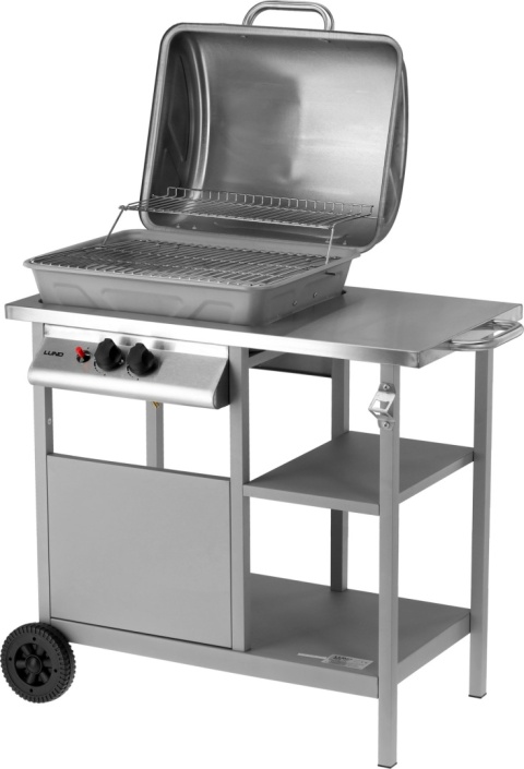 GRILL GAZOWY OGRODOWY 5,5KW DWUPALNIKOWY Z POKRYWĄ STAL NIERDZEWNA LUND 99658