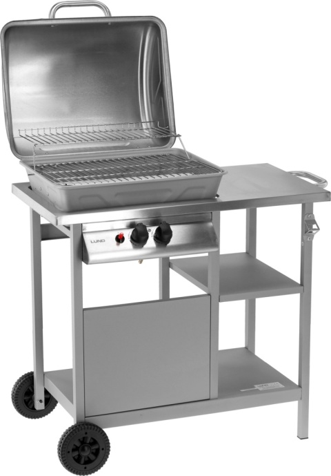 GRILL GAZOWY OGRODOWY 5,5KW DWUPALNIKOWY Z POKRYWĄ STAL NIERDZEWNA LUND 99658