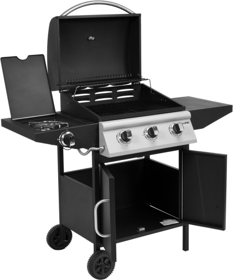 GRILL GAZOWY OGRODOWY Z POKRYWĄ 12,8 kW 4 PALNIKI 2 PÓŁKI SZAFKA LUND 99642