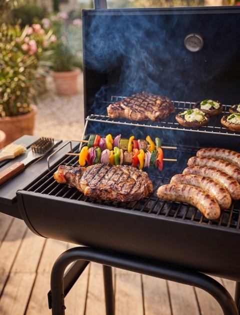 GRILL OGRODOWY WĘGLOWY Z POKRYWĄ, RUSZT 47X34CM LUND 99902