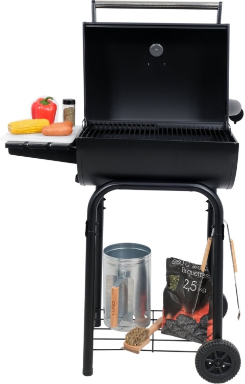 GRILL OGRODOWY WĘGLOWY Z POKRYWĄ, RUSZT 47X34CM LUND 99902
