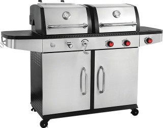 GRILL OTAKE 2 w 1 GAZOWO WĘGLOWY OGRODOWY Z SZAFKĄ STAL NIERDZEWNA 8,2 kW YATO YG-20030