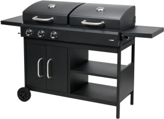 GRILL PODWÓJNY WĘGLOWO GAZOWY OGRODOWY 2 + 1 8,4 KW STALOWY RUSZT LUND 99649