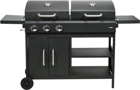 GRILL PODWÓJNY WĘGLOWO GAZOWY OGRODOWY 2 + 1 8,4 KW STALOWY RUSZT LUND 99649