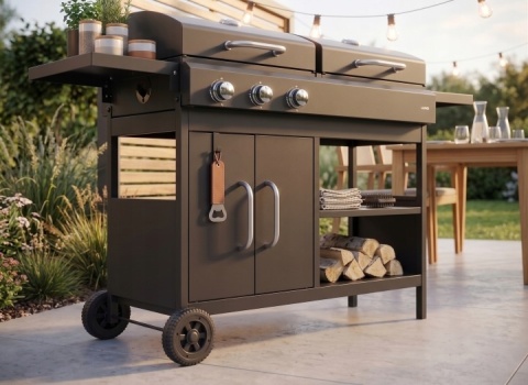 GRILL PODWÓJNY WĘGLOWO GAZOWY OGRODOWY 2 + 1 8,4 KW STALOWY RUSZT LUND 99649