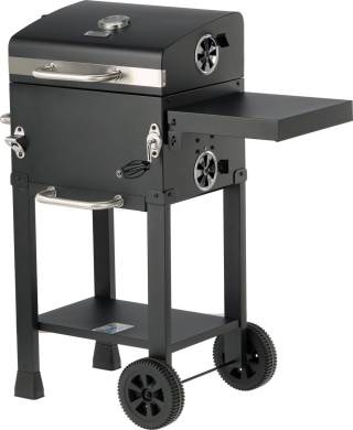 GRILL WĘGLOWY 39,5x29,5cm POKRYWA KOŁA OGRODOWY 2 PÓŁKI STALOWY RUSZT LUND 99928