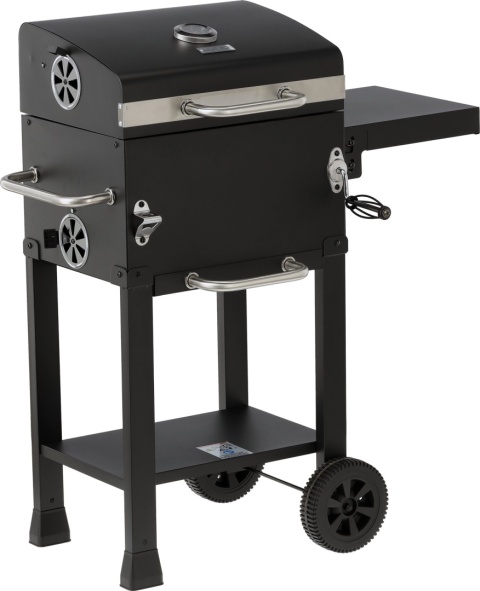 GRILL WĘGLOWY 39,5x29,5cm POKRYWA KOŁA OGRODOWY 2 PÓŁKI STALOWY RUSZT LUND 99928