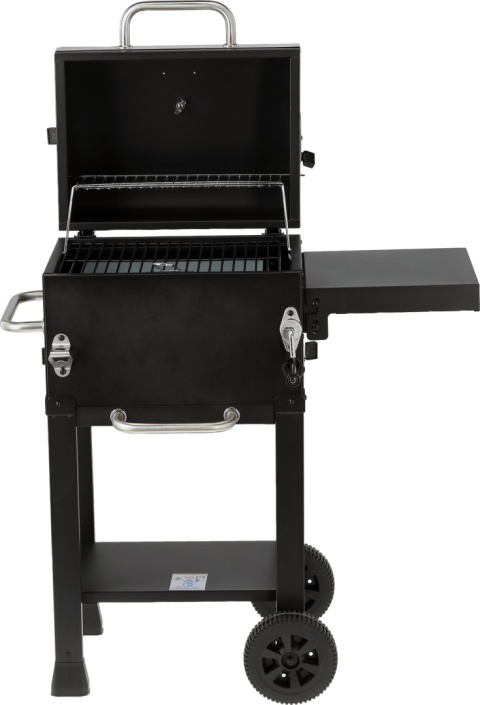 GRILL WĘGLOWY 39,5x29,5cm POKRYWA KOŁA OGRODOWY 2 PÓŁKI STALOWY RUSZT LUND 99928