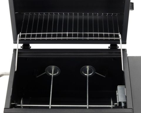 GRILL WĘGLOWY 39,5x29,5cm POKRYWA KOŁA OGRODOWY 2 PÓŁKI STALOWY RUSZT LUND 99928