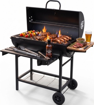 GRILL WĘGLOWY POKRYWA POPIELNIK OGRODOWY DUŻY 71X35CM DUŻY LUND 99900