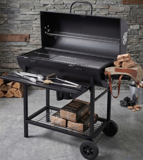 GRILL WĘGLOWY POKRYWA POPIELNIK OGRODOWY DUŻY 71X35CM DUŻY LUND 99900