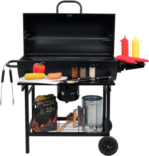 GRILL WĘGLOWY POKRYWA POPIELNIK OGRODOWY DUŻY 71X35CM DUŻY LUND 99900