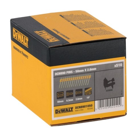 Gwoździe do gwoździarki akumulatorowej 2,6x50 mm 510 sztuk DCN8901050 DEWALT
