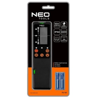 Detektor wiązki laserowej NEO TOOLS 75-151 zasięg 50m IP54 dokładność 1.5mm odbiornik lasera 10K dla profesjonalistów
