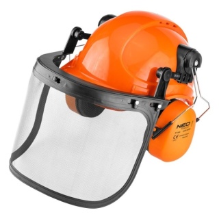 Kask hełm ochronny dla pilarzy drwali z siatką i nausznikami NEO TOOLS 97-395 BHP zestaw 3w1 regulowany SNR 30dB