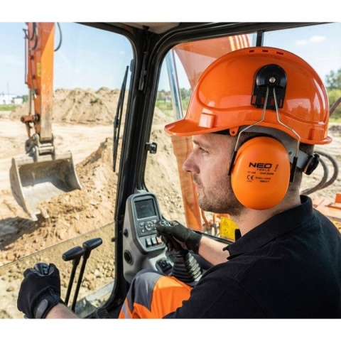 Kask hełm ochronny dla pilarzy drwali z siatką i nausznikami NEO TOOLS 97-395 BHP zestaw 3w1 regulowany SNR 30dB