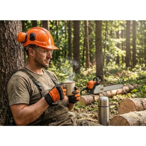 Kask hełm ochronny dla pilarzy drwali z siatką i nausznikami NEO TOOLS 97-395 BHP zestaw 3w1 regulowany SNR 30dB