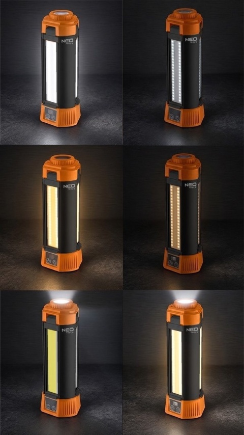 Lampa akumulatorowa LED ze statywem NEO TOOLS 99 137 3000lm 6000mAh powerbank magnes mocna do warsztatu i na budowę