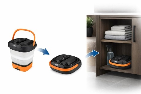 Mobilna myjka ciśnieniowa akumulatorowa NEO TOOLS 04-605 12V 5bar wiaderko USB-C bezprzewodowa na kemping i do auta