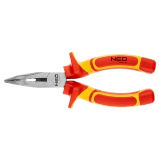 Szczypce wydłużone wygięte 160mm 1000V CrV NEO TOOLS 01-227 polerowane, bezpieczne narzędzie dla wykwalifikowanych elektryków