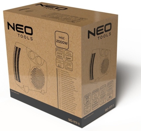 Termowentylator pokojowy 2000W NEO TOOLS 90-117-1 grzejnik 2 tryby pion poziom do 25m2 z termostatem farelka elektryczna