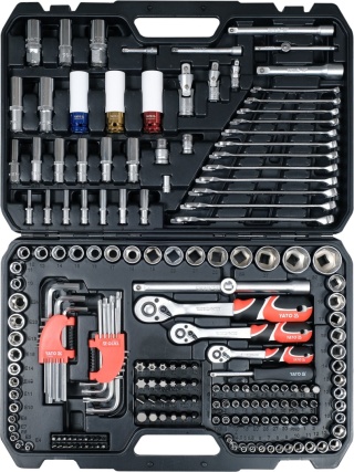 ZESTAW NARZĘDZIOWY 1/4" 3/8" 1/2" KPL 198 ELEMENTÓW W WALIZCE YT-38850 YATO