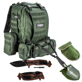 Zestaw Survivalowy Outdoor Plecak Przetrwania Saperka Składana Nóż 6w1 NEO TOOLS