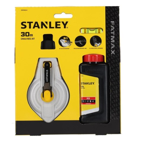 Zestaw aluminiowy sznur traserski 6:1 30m czerwona kreda poziomnica Stanley STHT47612-0