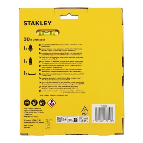 Zestaw aluminiowy sznur traserski 6:1 30m czerwona kreda poziomnica Stanley STHT47612-0