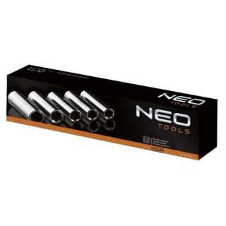 Zestaw długich nasadek udarowych 1/2 do kół 11 sztuk NEO TOOLS 12-102 10-24mm CrV w metalowej kasecie dla profesjonalistów