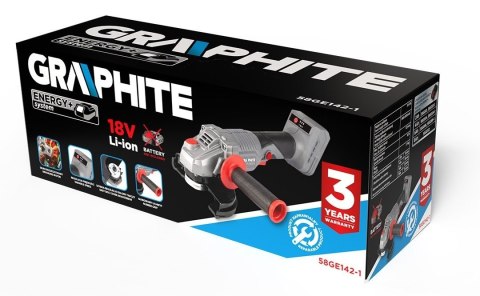 SZLIFIERKA KĄTOWA BEZSZCZOTKOWA ENERGY+ 18V Z REGULACJĄ 125MM 58GE142-1 GRAPHITE